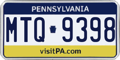 PA license plate MTQ9398