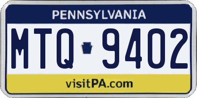 PA license plate MTQ9402
