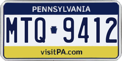 PA license plate MTQ9412