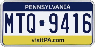 PA license plate MTQ9416