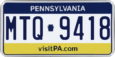 PA license plate MTQ9418