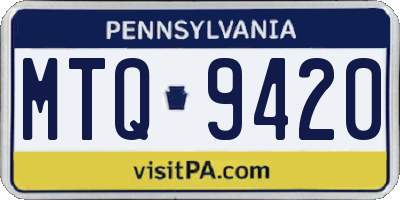 PA license plate MTQ9420