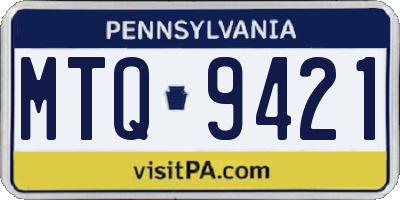 PA license plate MTQ9421