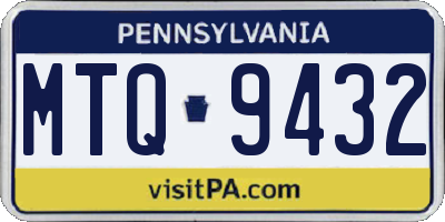 PA license plate MTQ9432