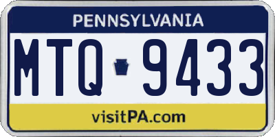 PA license plate MTQ9433
