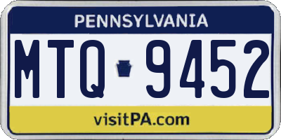 PA license plate MTQ9452