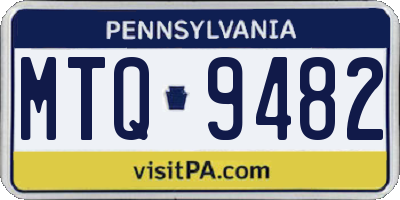 PA license plate MTQ9482