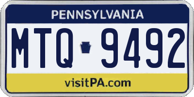 PA license plate MTQ9492
