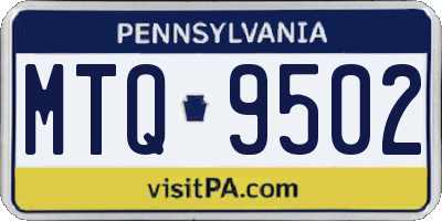 PA license plate MTQ9502