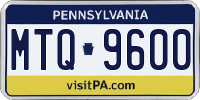 PA license plate MTQ9600