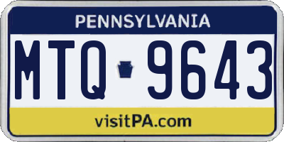 PA license plate MTQ9643