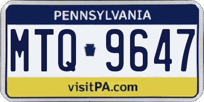PA license plate MTQ9647
