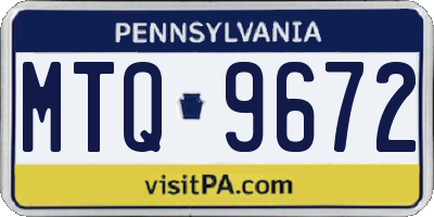 PA license plate MTQ9672