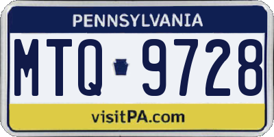 PA license plate MTQ9728