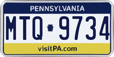 PA license plate MTQ9734
