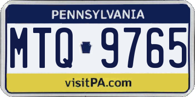 PA license plate MTQ9765