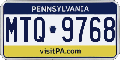 PA license plate MTQ9768