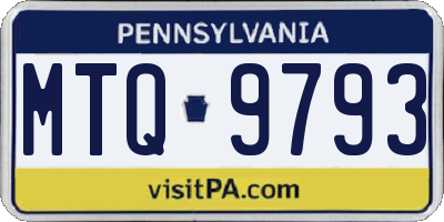 PA license plate MTQ9793
