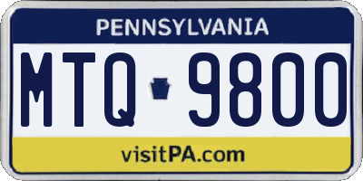 PA license plate MTQ9800