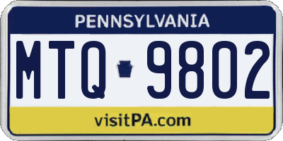 PA license plate MTQ9802