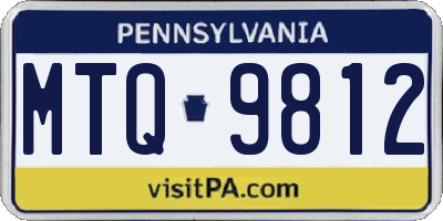 PA license plate MTQ9812