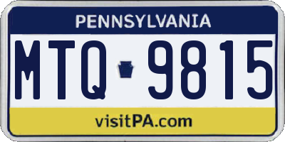 PA license plate MTQ9815