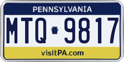 PA license plate MTQ9817