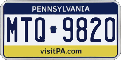 PA license plate MTQ9820