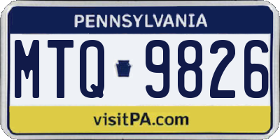 PA license plate MTQ9826
