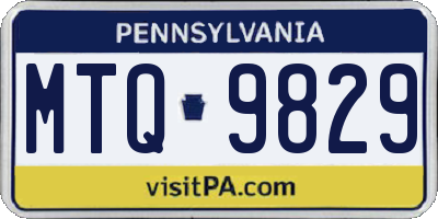 PA license plate MTQ9829