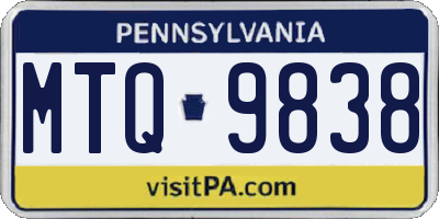 PA license plate MTQ9838