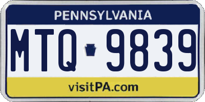 PA license plate MTQ9839