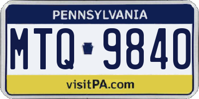 PA license plate MTQ9840