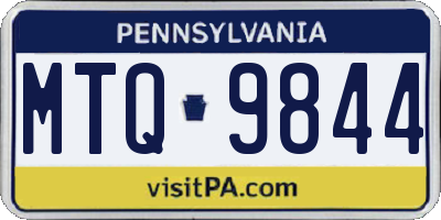 PA license plate MTQ9844