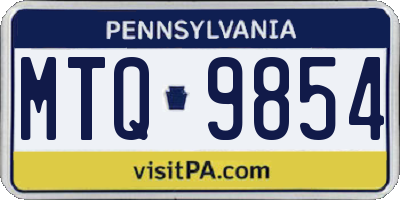 PA license plate MTQ9854