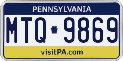 PA license plate MTQ9869