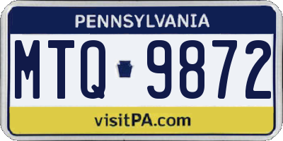 PA license plate MTQ9872