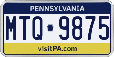 PA license plate MTQ9875
