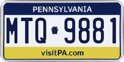 PA license plate MTQ9881