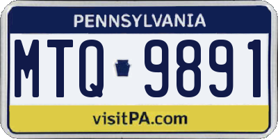 PA license plate MTQ9891