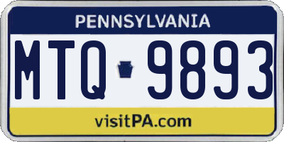 PA license plate MTQ9893