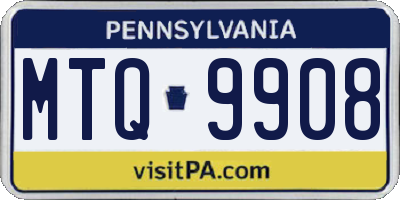 PA license plate MTQ9908