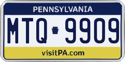 PA license plate MTQ9909