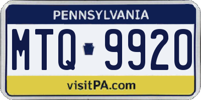 PA license plate MTQ9920