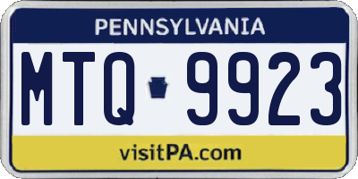 PA license plate MTQ9923