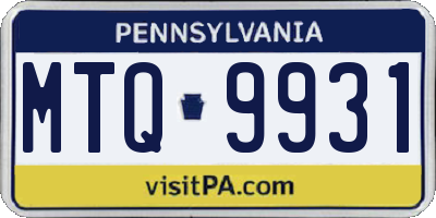 PA license plate MTQ9931