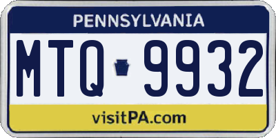 PA license plate MTQ9932