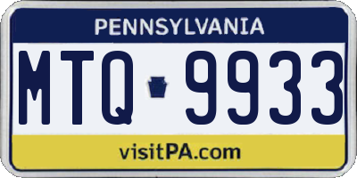 PA license plate MTQ9933