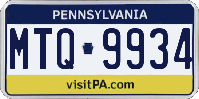 PA license plate MTQ9934