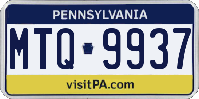 PA license plate MTQ9937